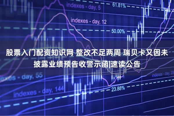 股票入门配资知识网 整改不足两周 瑞贝卡又因未披露业绩预告收警示函|速读公告